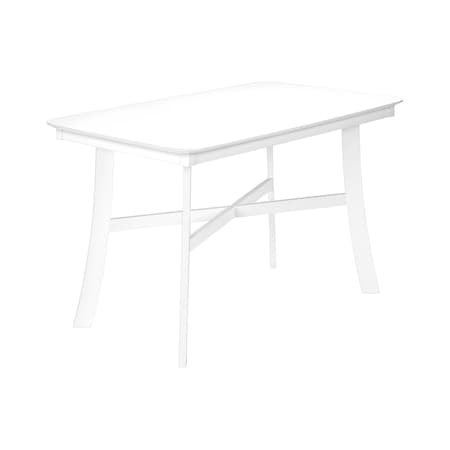 Dining Table, 48 In. Rectangular, Small, Kitchen, Dining Room, White Veneer, Wood Legs, Transitional